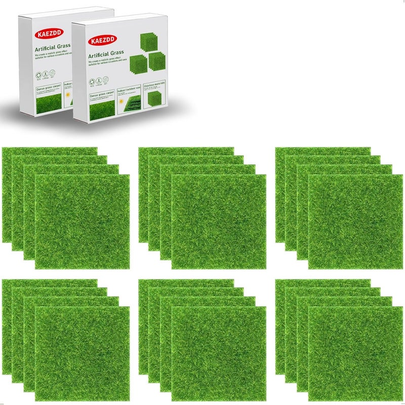 KAEZDD 24 Packs 6 X 6 Inch Fake Grass Decor for Crafts, Artificial Grass for Miniature Ornament Projects, Model Turf Grass for DIY Fairy Garden Accessories and Decor Kit - Image 1
